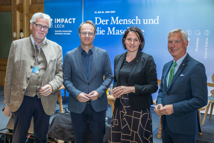 Gerhard Lucian, Markus Hengstschläger, Landtagsvizepräsidentin Monika Vonier, Hermann Fercher